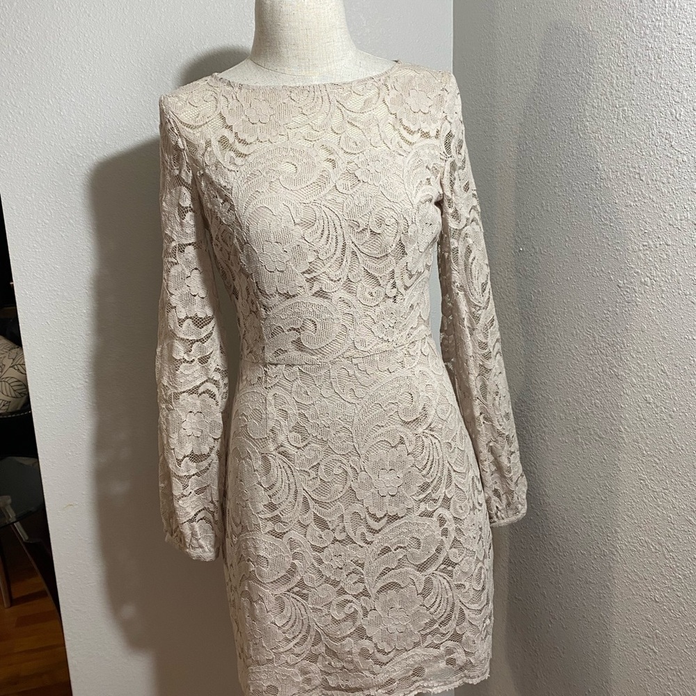 Spring color cupcakes & cashmere Cream Lace Long Sleeve Dress